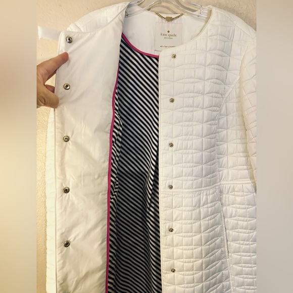 Kate Spade Bow Collar White Quilted Women's Coat Size XL - Picture 4 of 7